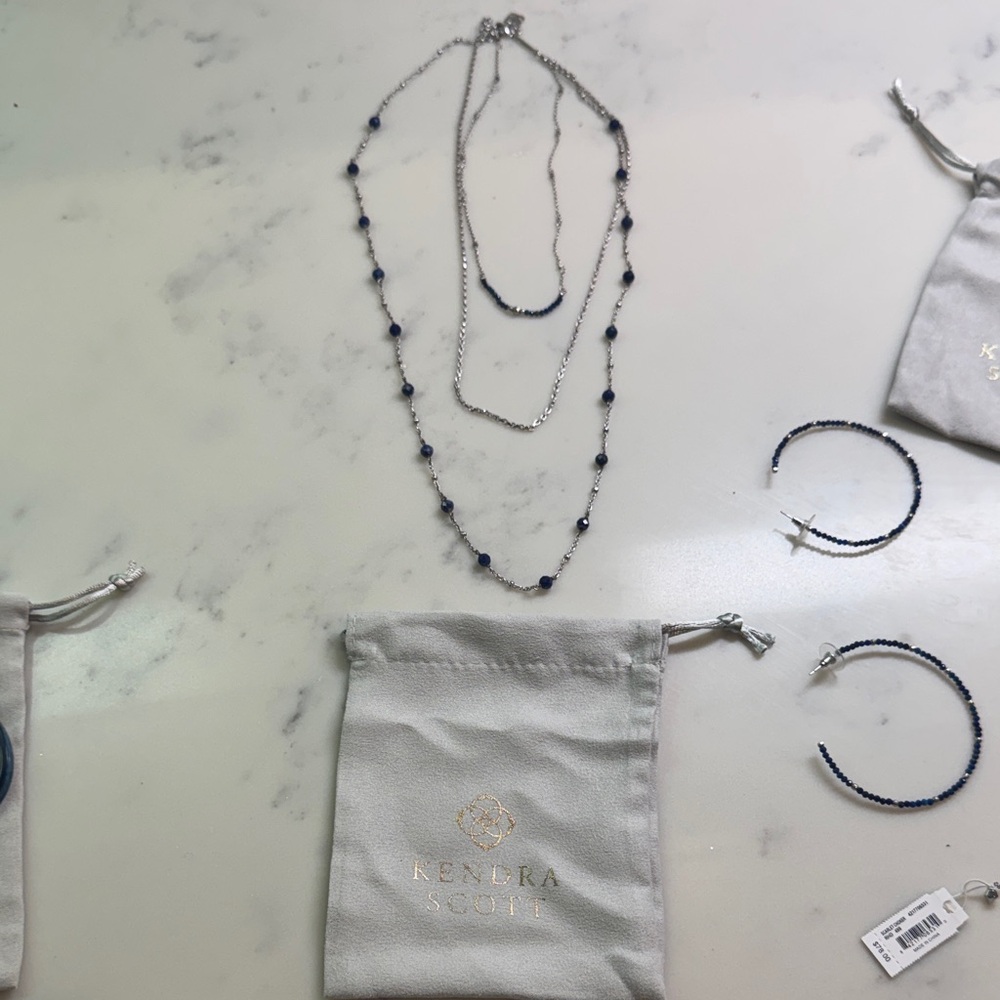 Kendra Scott 18.5” Silver Necklace with Blue Accents